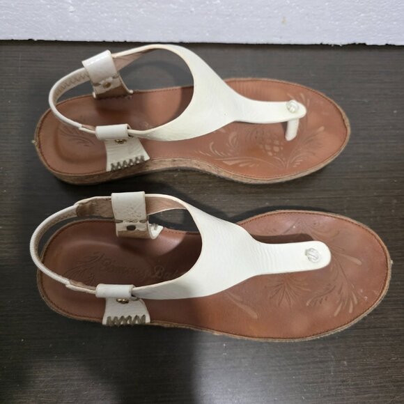 Tommy Bahama Off White Leather Thong Sandals 7 - Picture 3 of 11